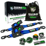 Rhino USA Retractable Ratchet Straps (2Pk 2Inx10Ft) Blue