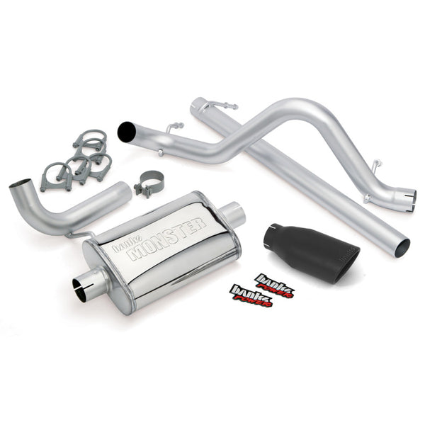 Banks Power Monster Cat-Back Exhaust System for 2007-2011 Jeep Wrangler 3.8L 2-Door - Stainless Single Exit w/ Black Tip