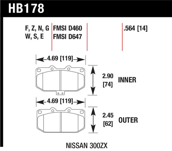 Hawk 06-07 WRX / 89-96 Nissan 300ZX / 89-93 Skyline GT-R Performance Ceramic Front Pads