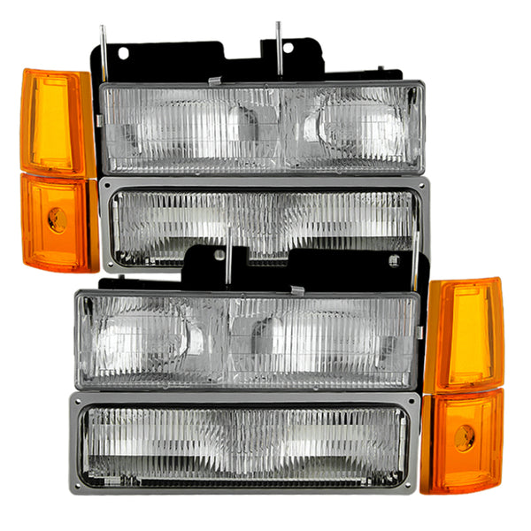 xTune GMC Yukon 94-99 Headlights w/ Corner & Parking Lights 8pcs Sets - OEM HD-JH-GCK94-OE-C-SET