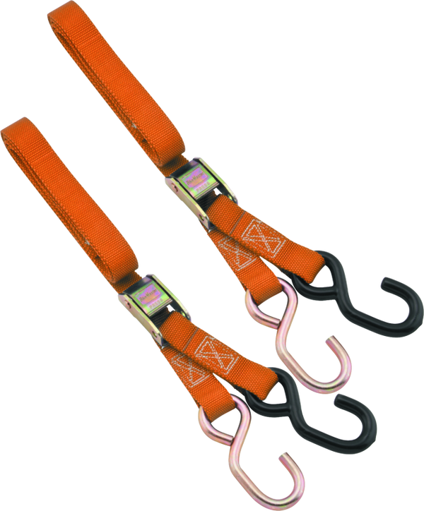 BikeMaster 1in Orange Nylon Tie-Down Straps