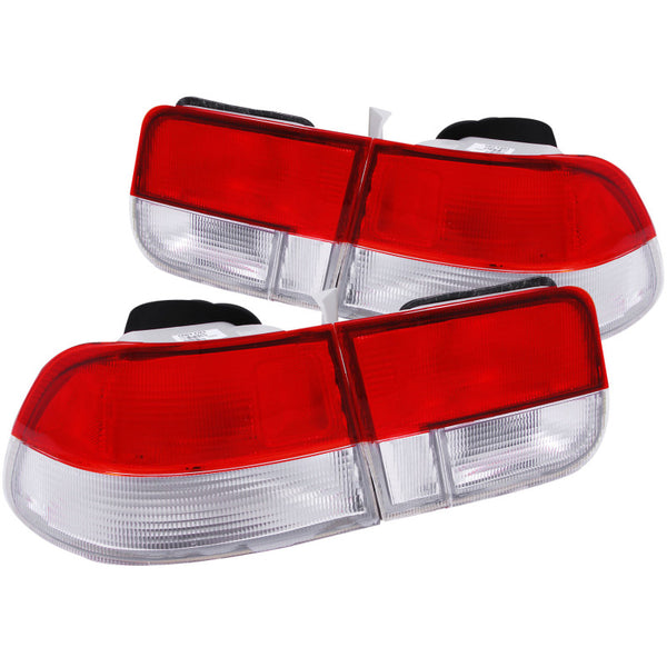 ANZO Tail Light Assembly 4pc Set Red/Clear for Honda Civic DX 1996-2000 (2Dr)