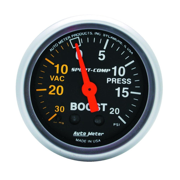 AutoMeter Sport-Comp 52mm Mechanical Boost Gauge  020 PSI