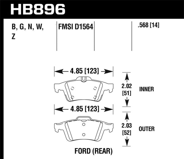 Hawk Performance Rear Brake Pads for 16-18 Ford Focus RS