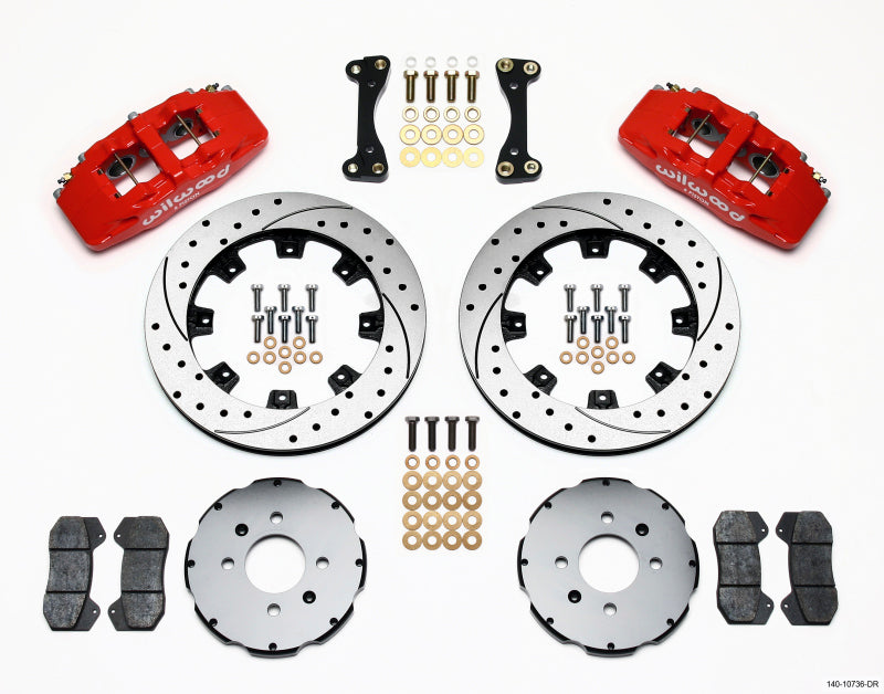 Wilwood Dynapro 6 Front Hat Kit 12.19in Drilled Red 90-99 Civic w/240 mm Disc