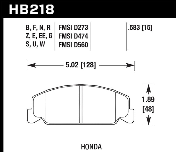 Hawk HP Plus Front Brake Pads for 88-89 Civic Si / 92-00 Civic CX / 88-00 DX / 98-00 GX