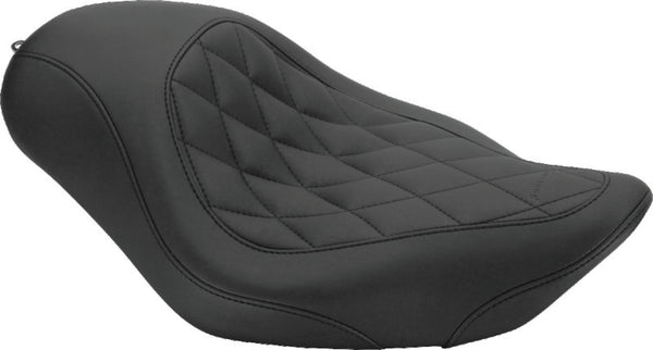Mustang 04-21 Harley Sportster Wide Tripper Solo Seat Diamond Stitch - Black