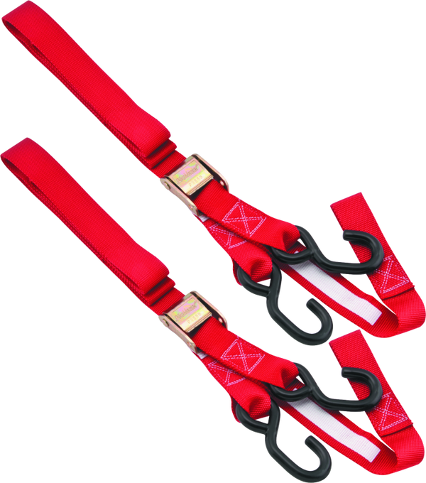 BikeMaster 1-1/2in Integrated Soft Hook Tie-Down Strap - Red