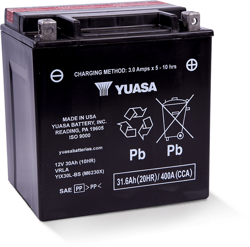 Yuasa YIX30L-BS High Performance Maintenance Free AGM 12-Volt Battery w/Bottle