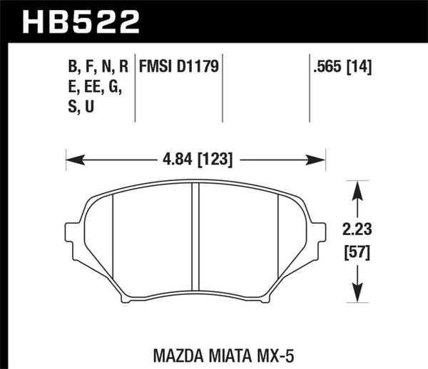 Hawk Performance HPS 5.0 Front Brake Pads for 2006 Mazda MX-5 Miata Club Spec
