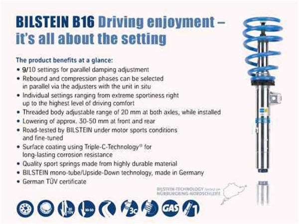 Bilstein B16 (PSS10) Coilover Kit for BMW 228xDrive / 328xi / 435xi (2013-2015)