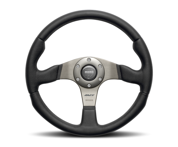 Momo Race Steering Wheel 350 mm - Black Leather/Anth Spokes