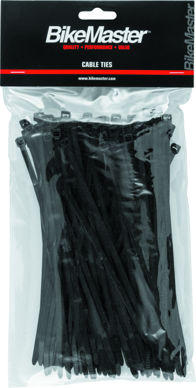 BikeMaster 7.5in Black Cable Ties (Pack of 100) - UL Listed