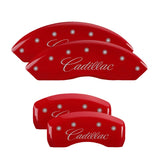 MGP 4 Caliper Covers Engraved Front & Rear Cursive/Cadillac Red finish silver ch