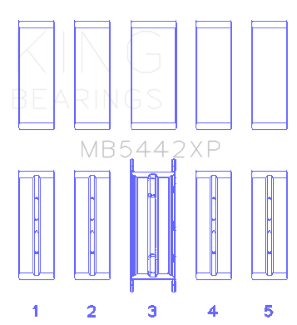 King Engine Bearings Ford 2.0 2.3L EcoBoost Crankshaft Main Bearing Set (Set of 5)