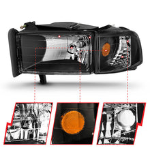 Load image into Gallery viewer, ANZO 1994-2001 Dodge Ram Crystal Headlights Black