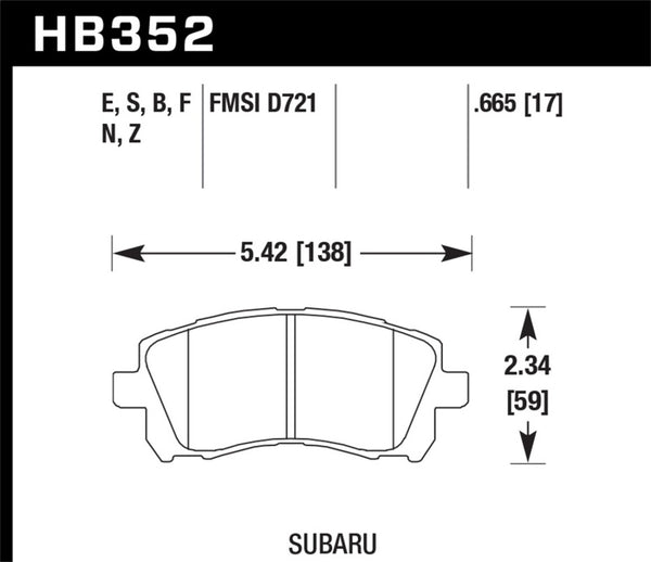 Hawk HPS Street Front Brake Pads for 02-03 WRX, 98-01 Impreza, 97-02 Legacy 2.5L, 98-02 Forester 2.5L