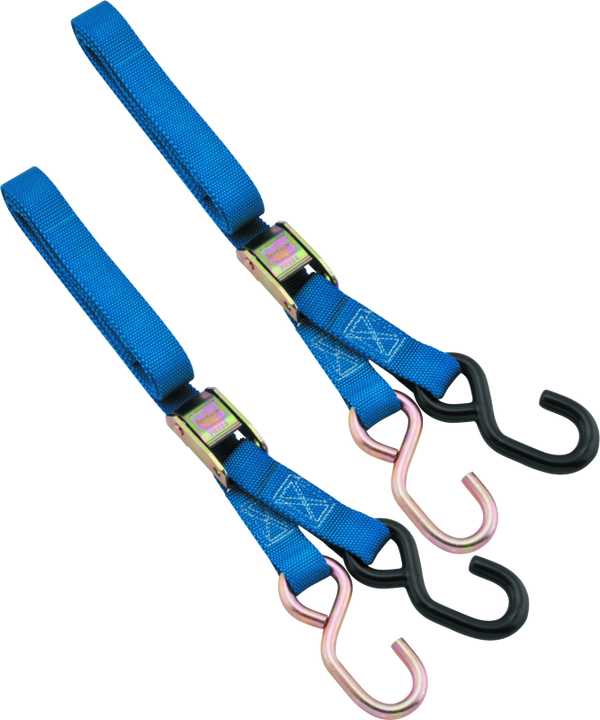 BikeMaster 1in Blue Cargo Tie-Downs (Double-Stitched Nylon Webbing)
