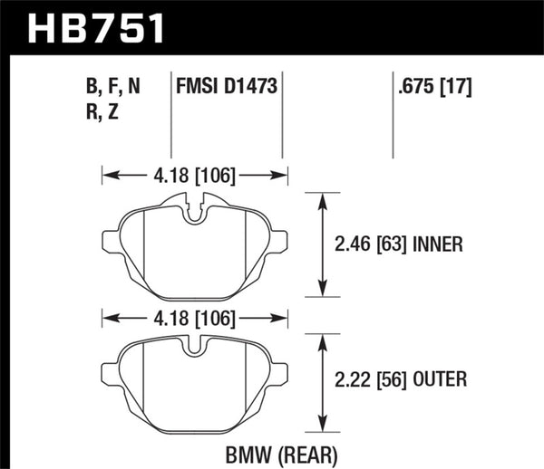 Hawk HPS 5.0 Rear Brake Pads for 2015 BMW 428i Gran Coupe, 2011-2016 535i, X3/X4