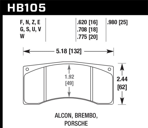Hawk DTC-70 Rear Race Brake Pads for Alcon, Brembo, & Porsche