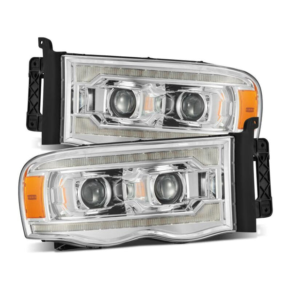 AlphaRex LUXX LED Projector Headlights (Chrome, Sequential) for 2002-2005 Dodge Ram 1500
