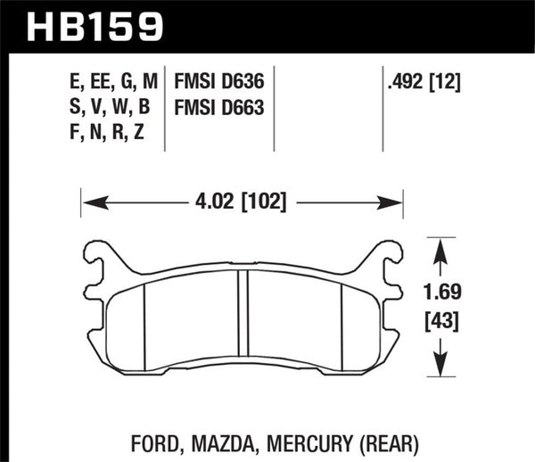 Hawk Performance Rear ER-1 Brake Pad Set for 03-05 Mazda Miata