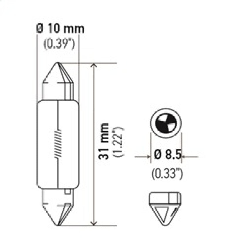 Hella Universal Clear 12V 10W 10x41mm T3.25 Bulb