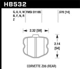 Hawk 06-13 Chevrolet Corvette Z06 DTC-30 Race Rear Brake Pads