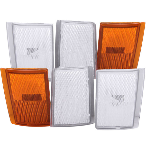 ANZO Euro Corner Lights 6pc Set for 19881993 Chevrolet C1500 (4 Clear, 2 Amber)
