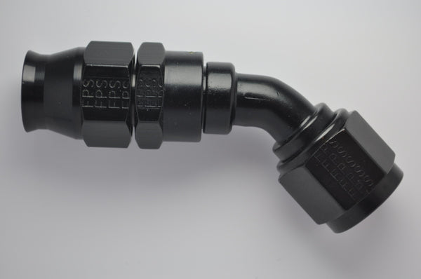 Fragola -6AN 45 Black Hose End for PTFE Hose