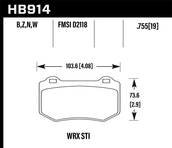 Hawk Performance DTC-30 Rear Brake Pads for 2018 Subaru WRX STI