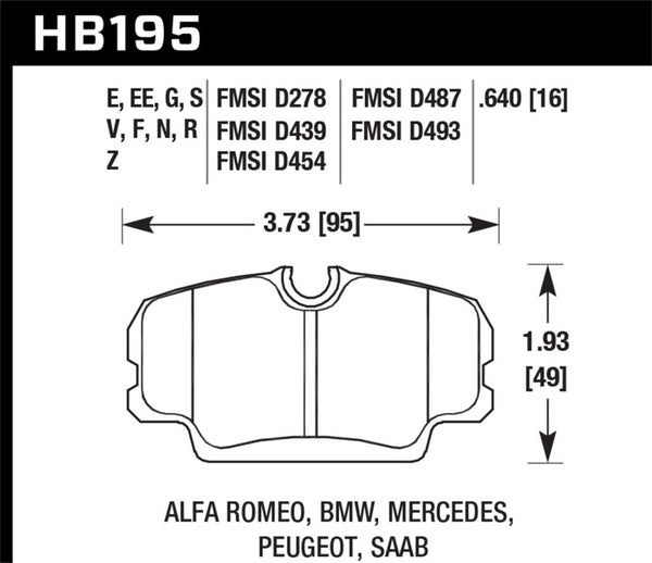 Hawk Performance DTC-60 Race Front Brake Pads for BMW 3 Series, Mercedes Benz 190 Series, Saab 900/9000
