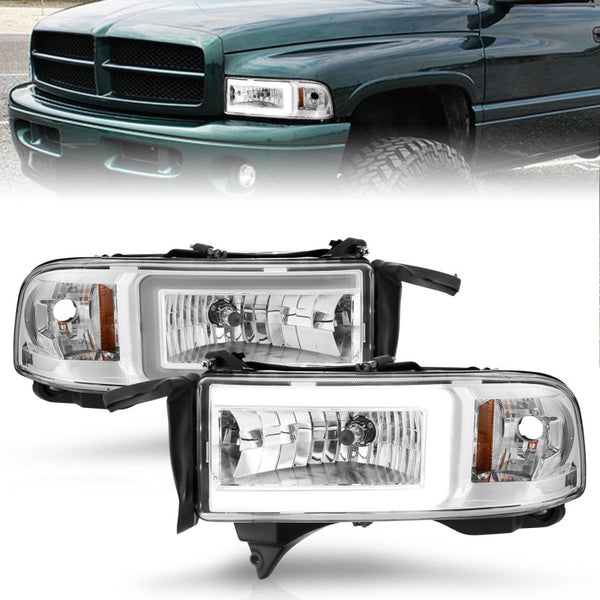 ANZO Crystal Headlight for Dodge RAM 19942002 - Chrome Housing with Light Bar