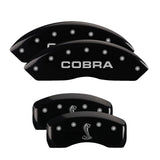 MGP 4 Caliper Covers Engraved Front Cobra Engraved Rear Snake Black finish silver ch