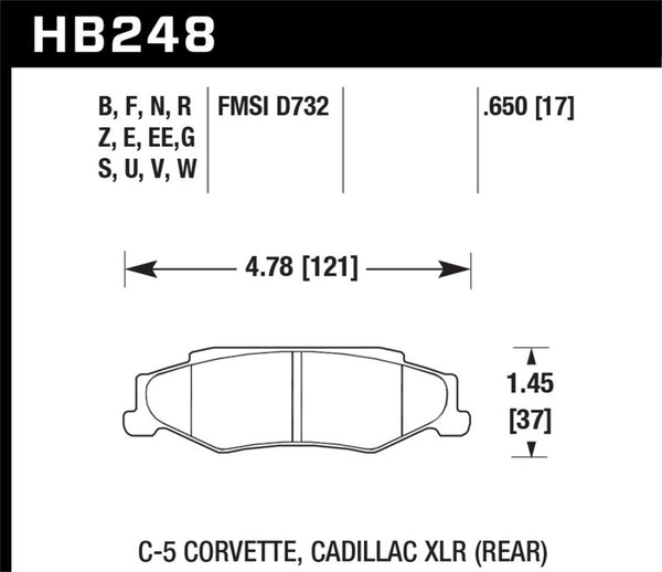 Hawk DTC-30 Racing Rear Brake Pads for 97-12 Corvette & 01-04 Z06 & 05-09 Z51