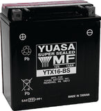 Yuasa YTX16-BS Maintenance Free AGM 12-Volt Battery w/Bottle
