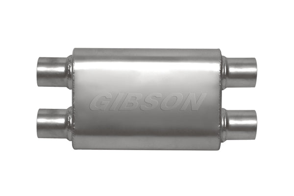 Gibson CFT Superflow Dual Oval Muffler - 4x9x18in, 2.5in Inlet/Outlet - Stainless Steel