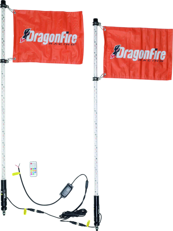 DragonFire Racing 4Ft Spiral LED Whip Lights - Clear Pair