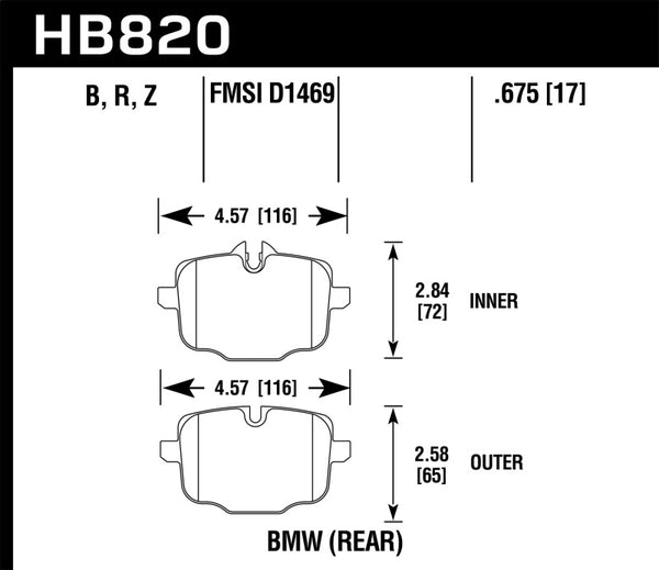 Hawk HPS 5.0 Rear Brake Pads for 12-17 BMW M6, 14-17 BMW M6 Gran Coupe, 13-16 BMW M5
