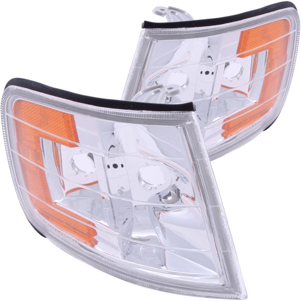 ANZO Chrome Corner Lights w/ Amber Reflector (Pair) for 1994-1997 Honda Accord Euro