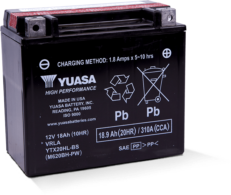 Yuasa YTX20HL-BS-PW High Performance AGM Battery w/Bottle