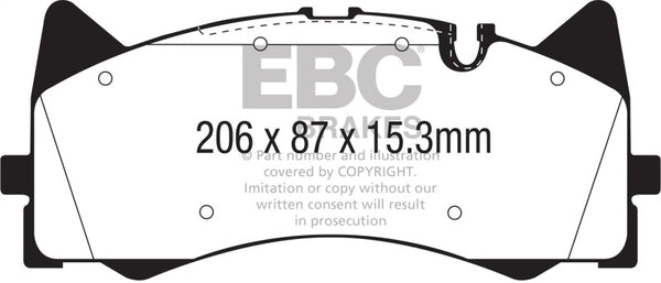 EBC Yellowstuff Front Brake Pads for 2015+ Mercedes-Benz C63 AMG (W205) 4.0L Twin Turbo