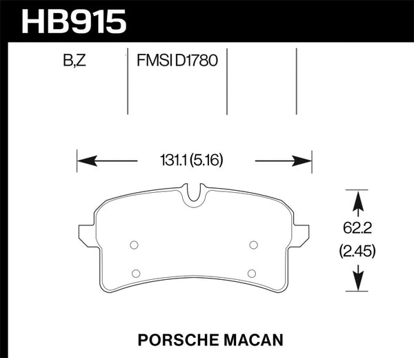 Hawk HPS 5.0 Street Rear Brake Pads for 2016-2018 Porsche Macan