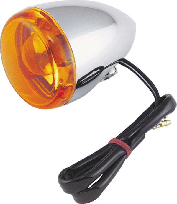Bikers Choice Chrome Bullet Rear Turn Signal (Rear) Amber Lens - Replaces 67104-83 & 68977-00