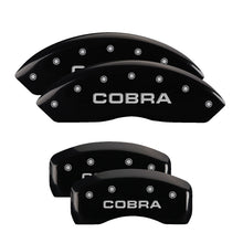 Load image into Gallery viewer, MGP 4 Caliper Covers Engraved Front &amp; Rear Cobra Black finish silver ch