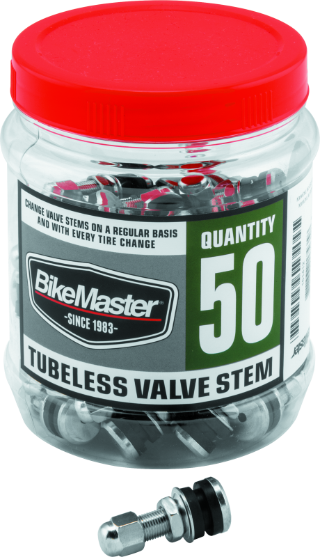 BikeMaster Chrome Tubeless Valve Stem 50 - All-Metal, Includes Hardware & Metal Cap