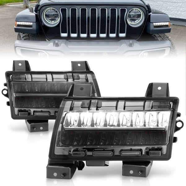 ANZO LED Side Marker Lights for Jeep Wrangler 2018-2021 - Chrome Housing, Smoke Lens, Sequential (Pair)