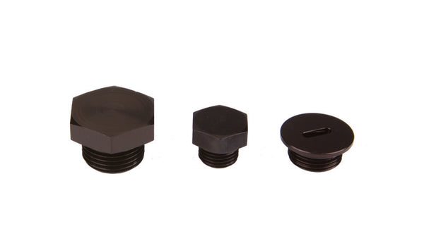 Aeromotive AN-08 Slim Line O-Ring Boss (ORB) Port Plug - 6061-T6 Black Anodized