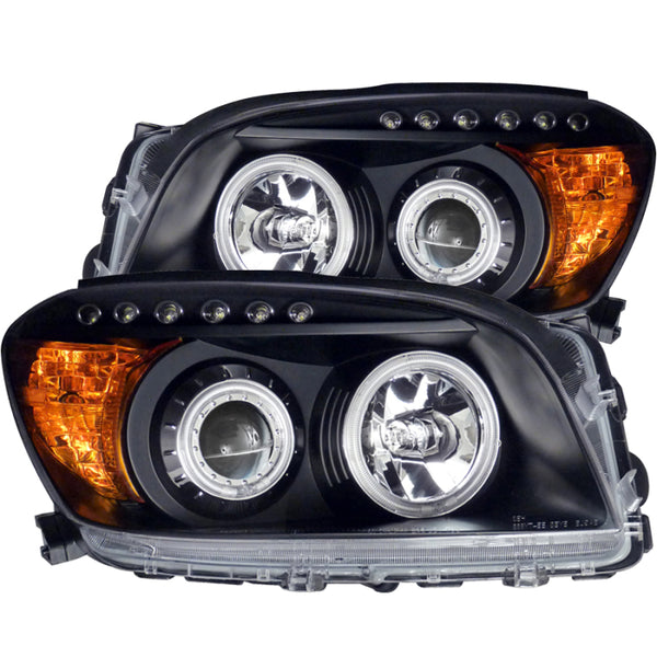 ANZO Projector Headlights w/ Halo Black for Toyota RAV4 2006-2008