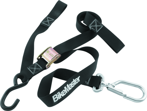 BikeMaster 1-1/2in Swivel Soft Hook Tie-Down Strap - Black